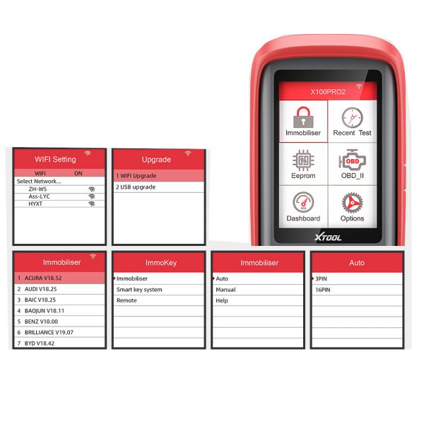XTOOL X100 Pro2 raktų programatorius, skydelių ridos korekcija