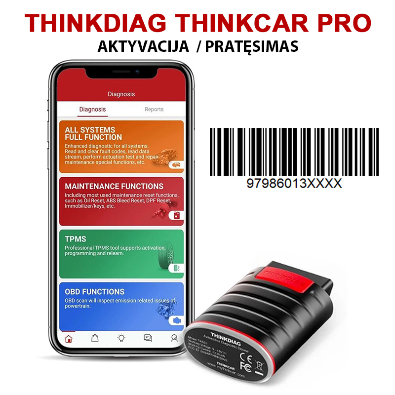 ThinkCar ThinkDiag PRO (FULL) aktyvacija / atnaujinimų pratęsimas (T-CODE)